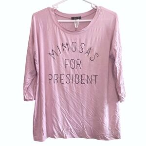 NWOT BLVD Womens Casual Stretch‎ Comfy Mimosas For President Top USA Pink Small